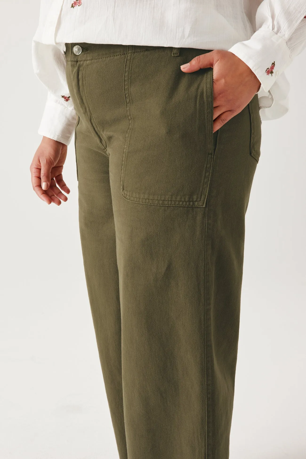 Pantalon large en toile Femme - Kaki