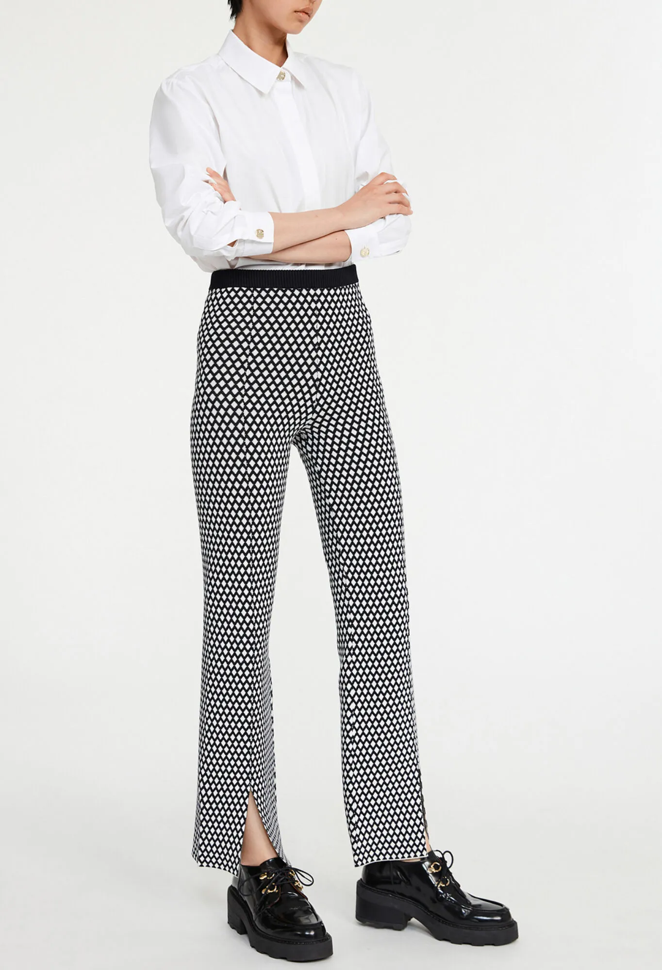 Pantalon maille à motifs graphiques | Claudie FR