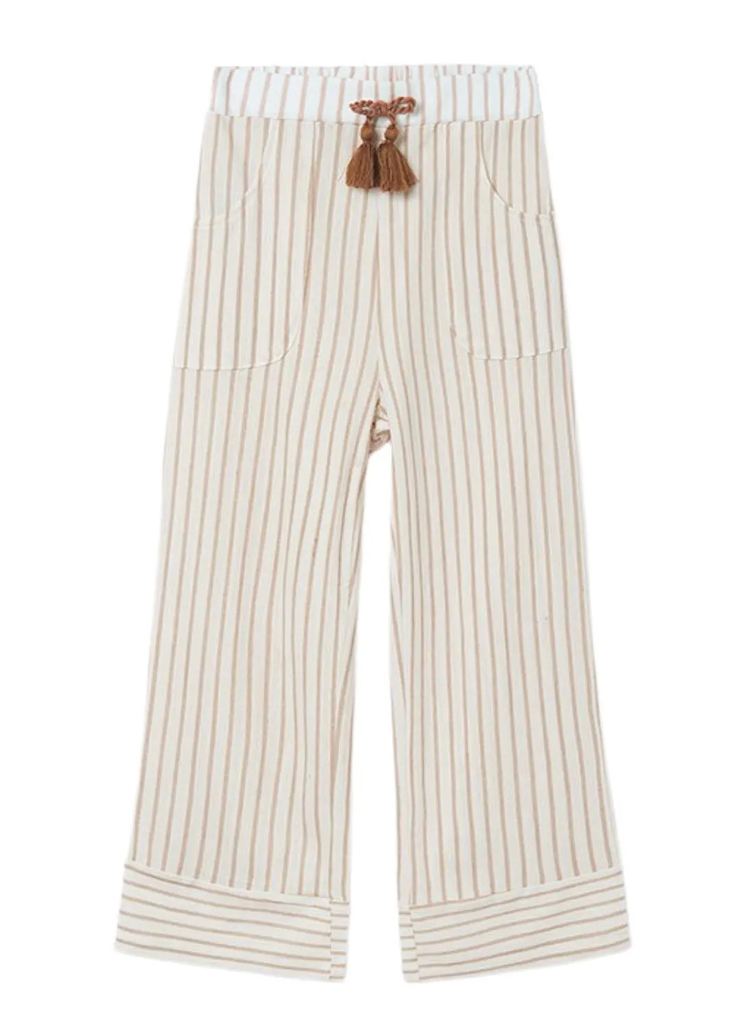 Pantalon Mayoral Cropped Rayures Beige pour Fille