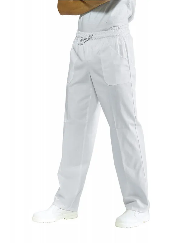 Pantalon Mixte Taille Elastique Blanc 100% Coton