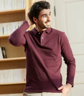 Polo Homme Manches Longues Bordeaux - L'Intemporel