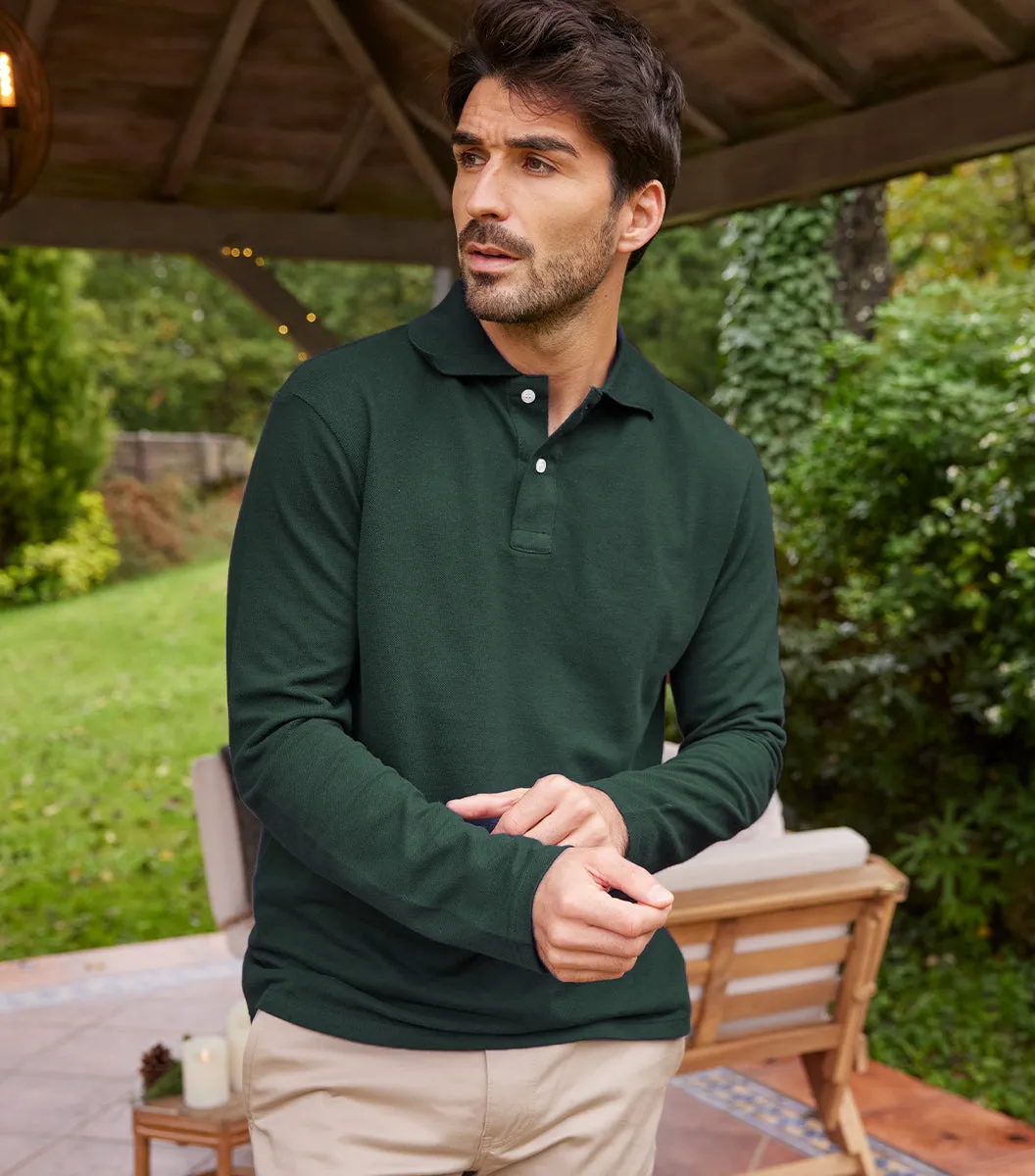 Polo Homme Manches Longues Sapin - L'Intemporel