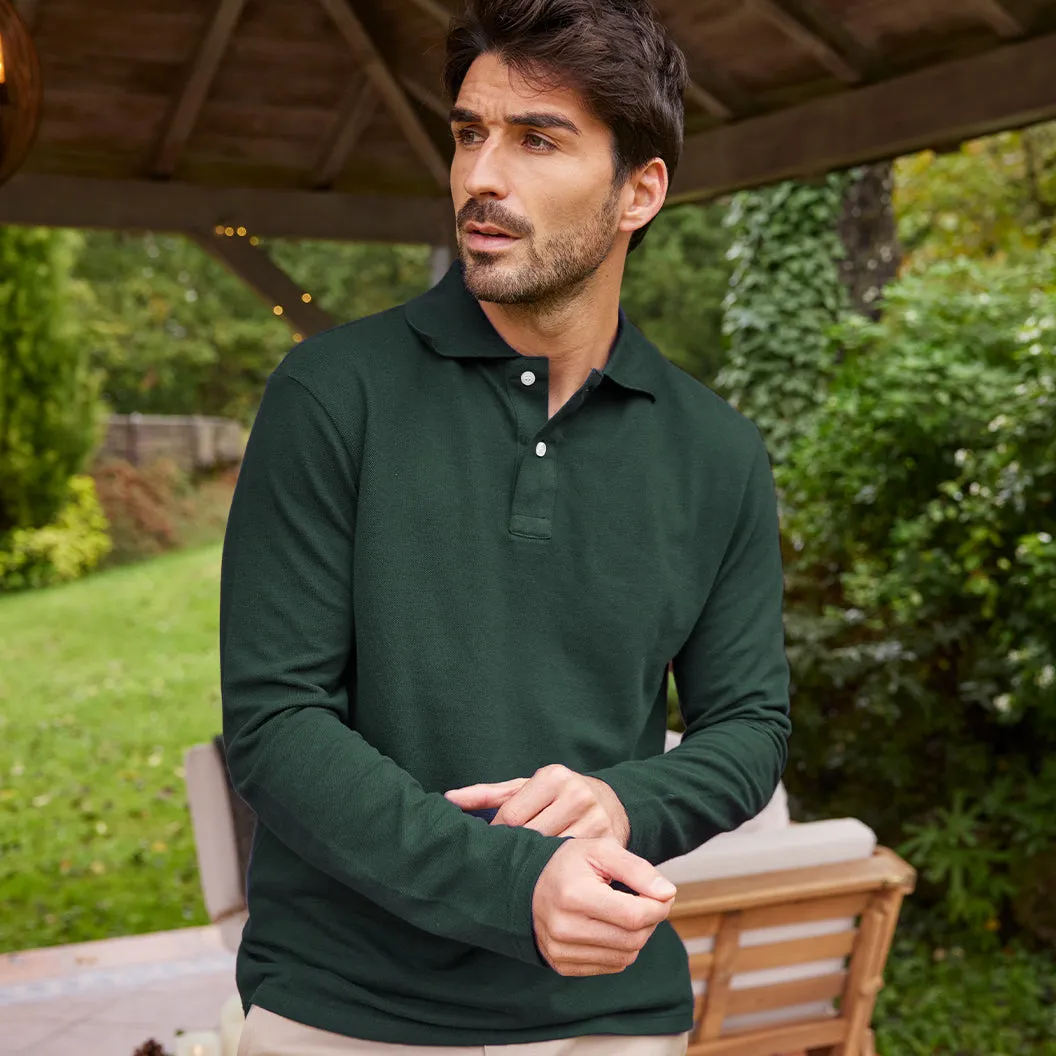 Polo Homme Manches Longues Sapin - L'Intemporel