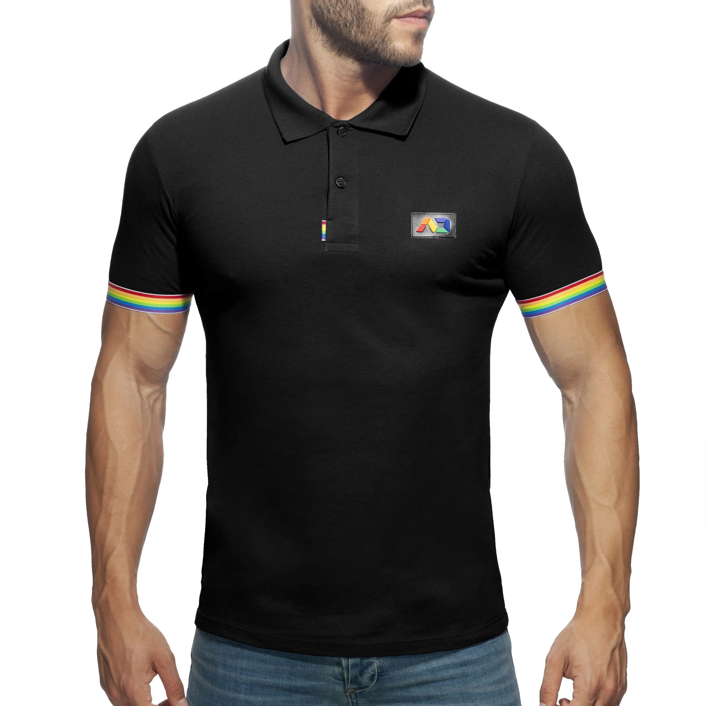 Polo Rainbow - noir - ADDICTED : vente polo pour homme ADDICTED