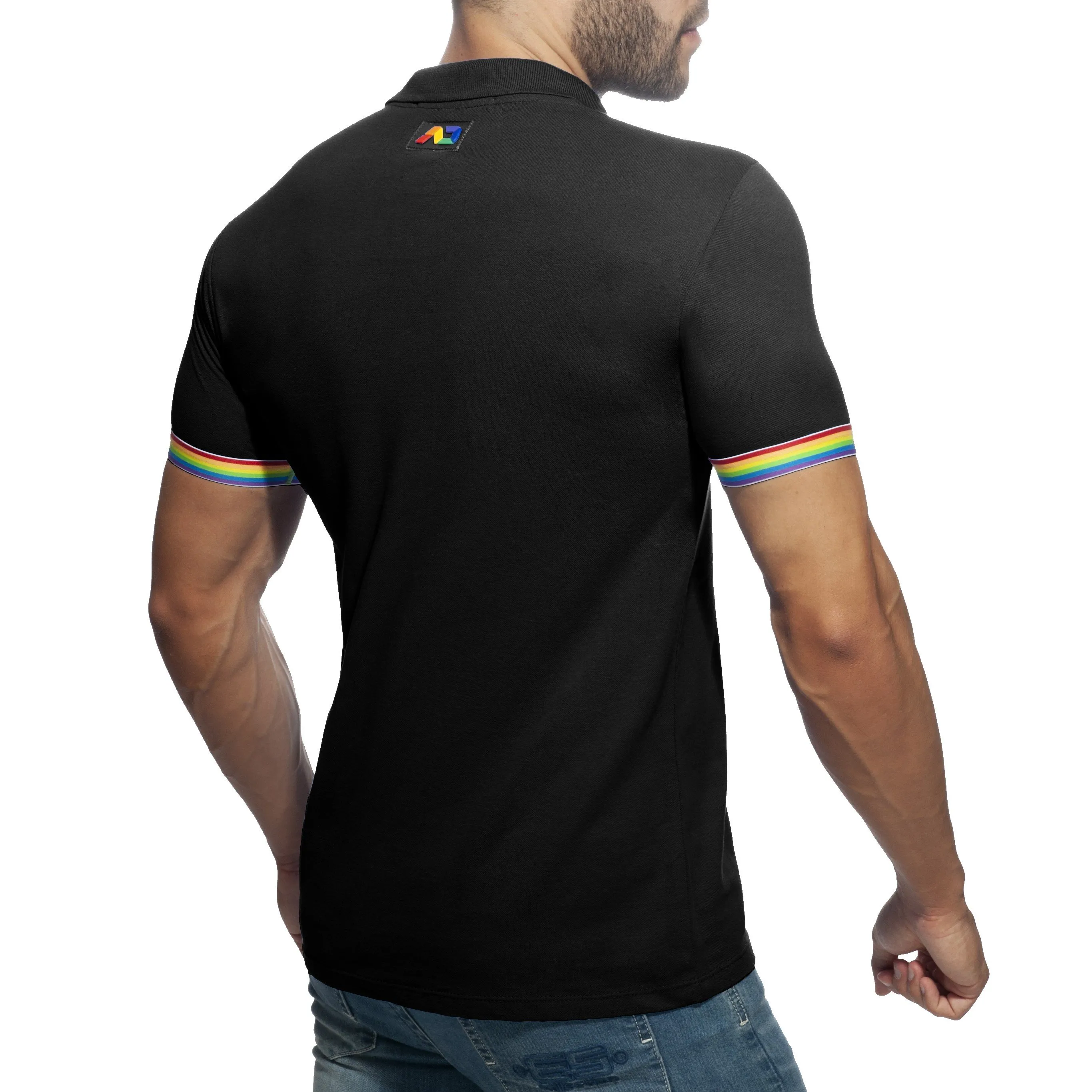 Polo Rainbow - noir - ADDICTED : vente polo pour homme ADDICTED