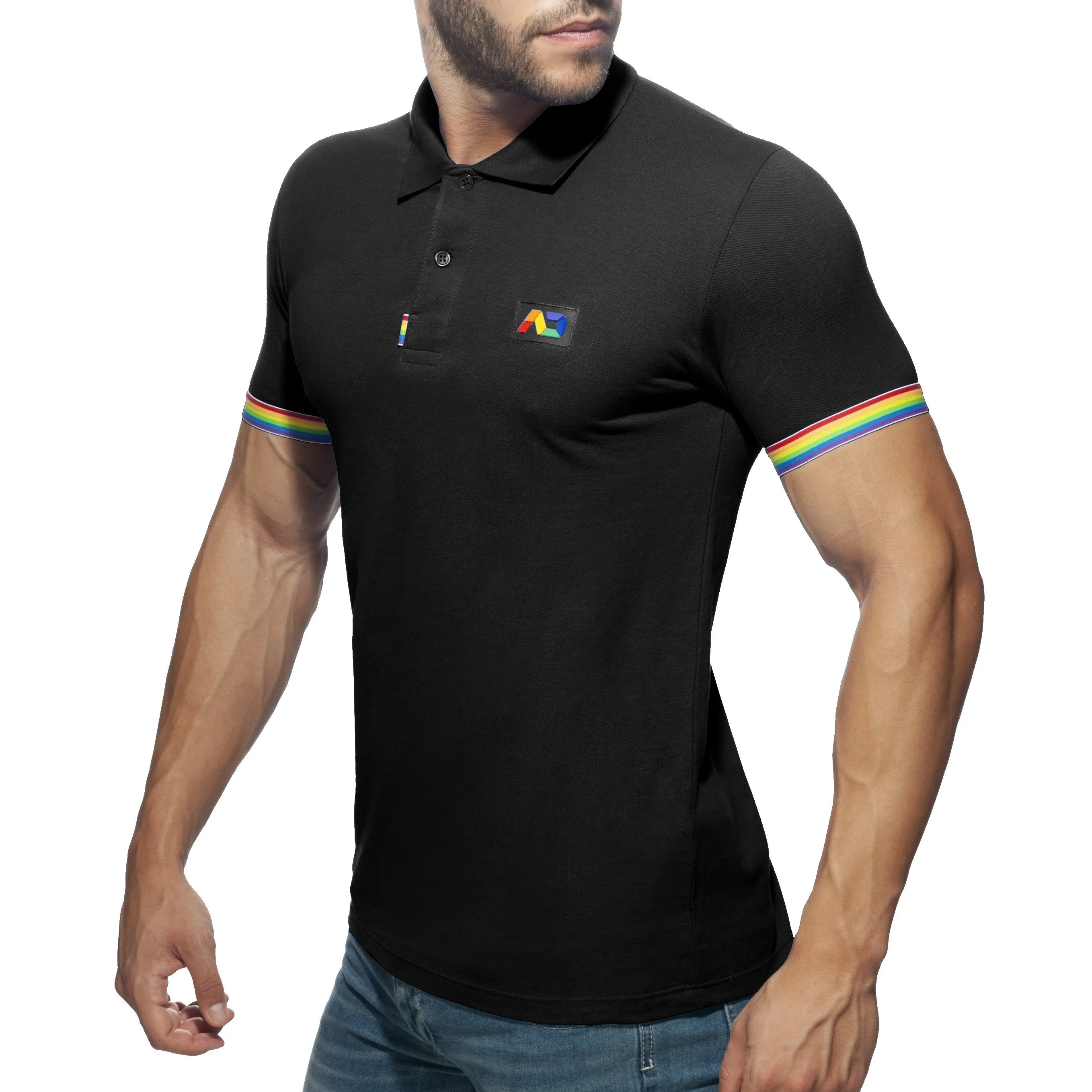 Polo Rainbow - noir - ADDICTED : vente polo pour homme ADDICTED