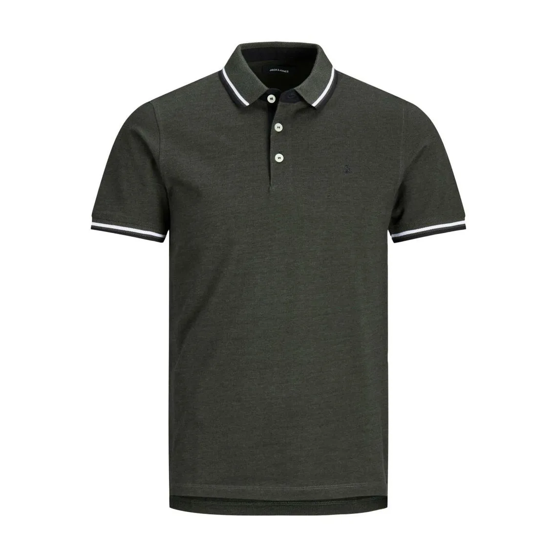 Polo Slim Fit Polo Manches courtes Vert foncé en coton Glen Jack & Jones - Maillot de corps Homme sur MenCorner