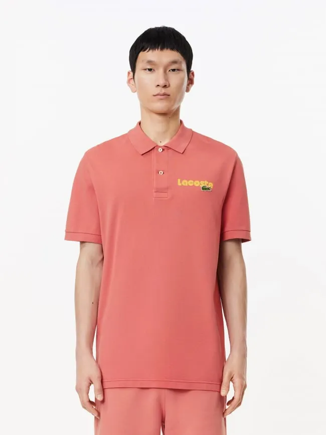 Polo uni logo rose orange homme - Lacoste | wimod