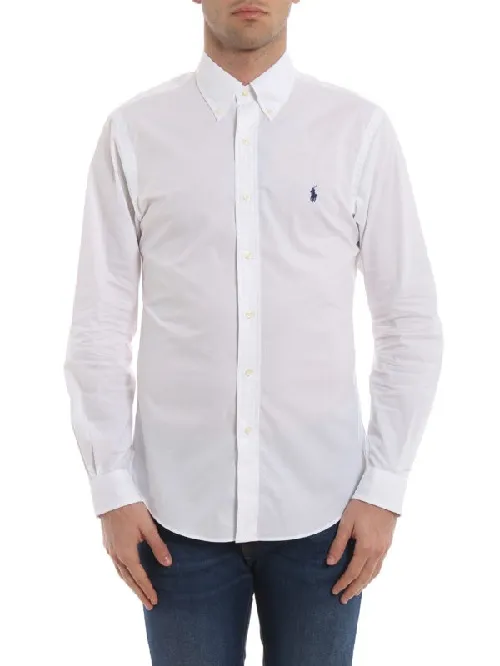 RALPH LAUREN Chemise slim white en popeline - SPORT AVENTURE