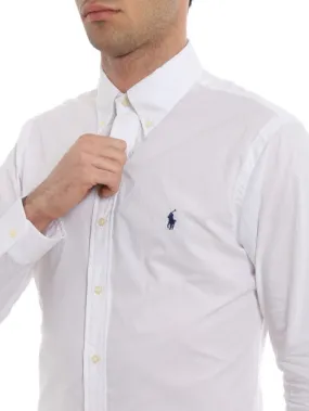 RALPH LAUREN Chemise slim white en popeline - SPORT AVENTURE