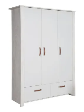 ROBA Armoire "Mila" 3 portes et 2 tiroirs – gris / blanc - Gris clair