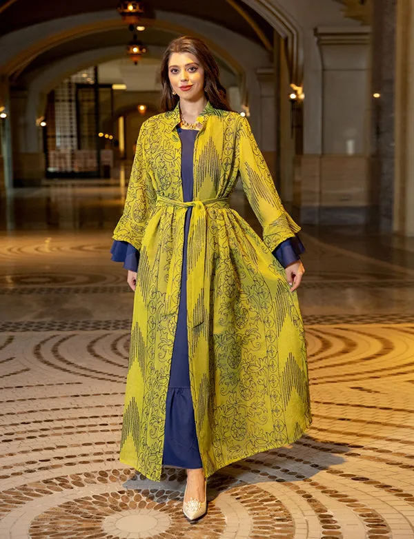 Robe Abaya à manches volantées