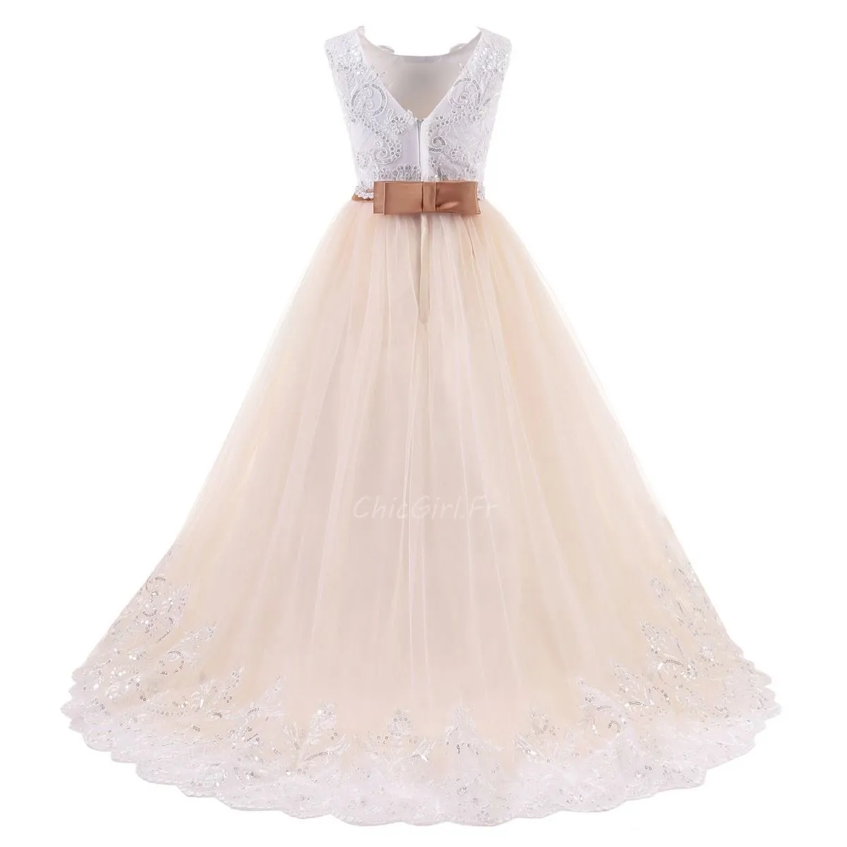 Robe Ceremonie Fille Bleu Clair Tulle Dentelle Robe De Soirée Enfant