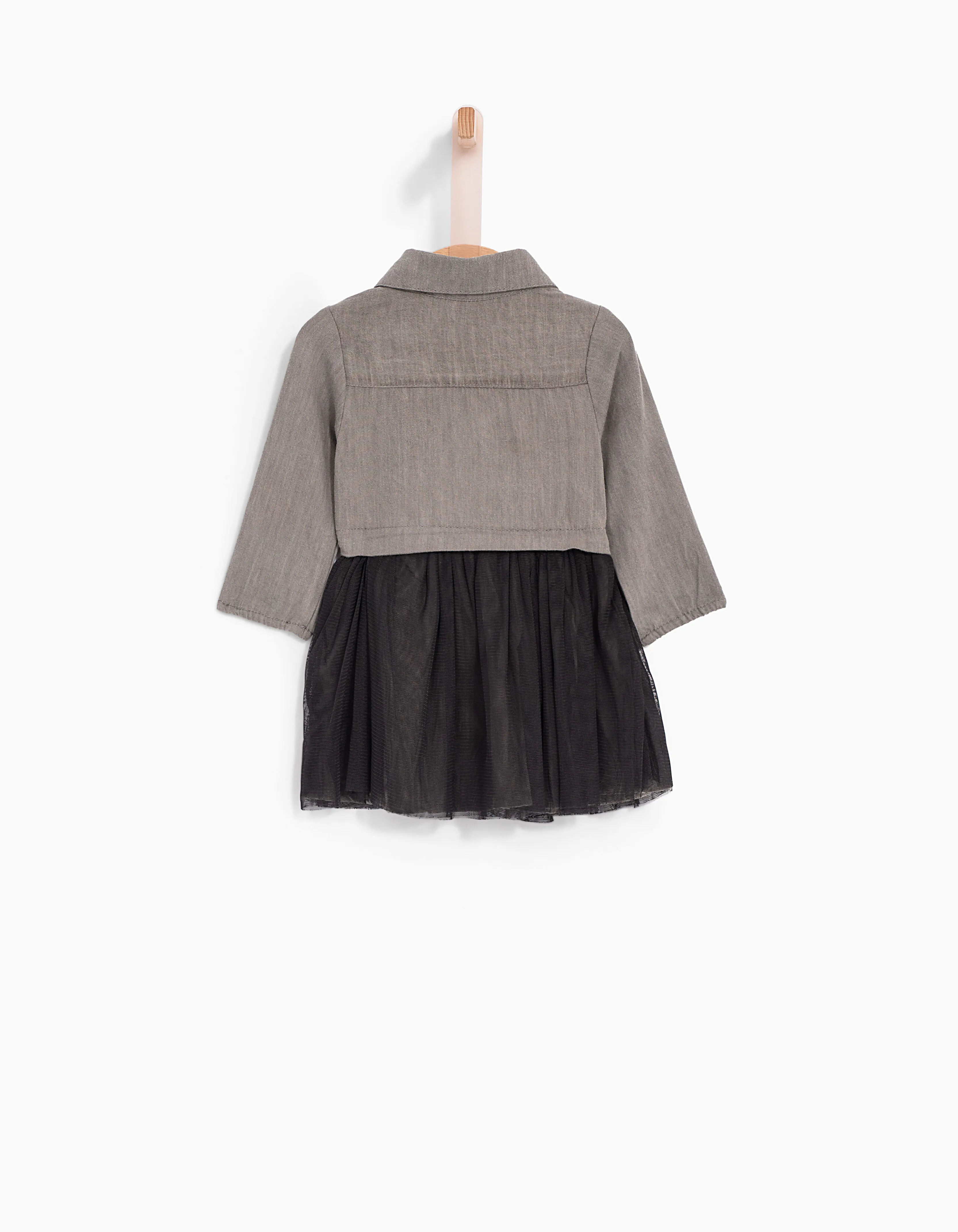 Robe-chemise grise avec tulle bébé fille