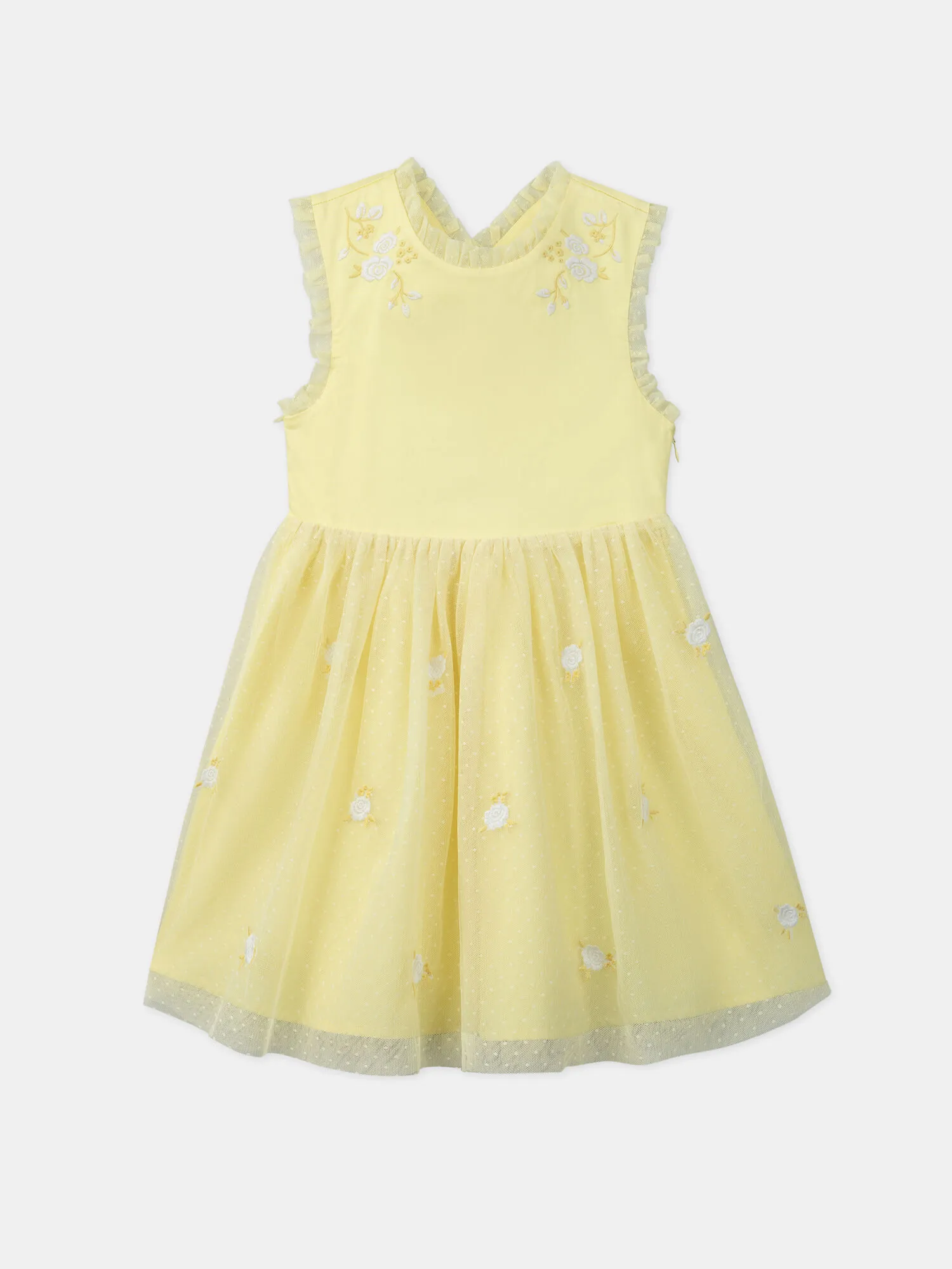 Robe jaune brodée