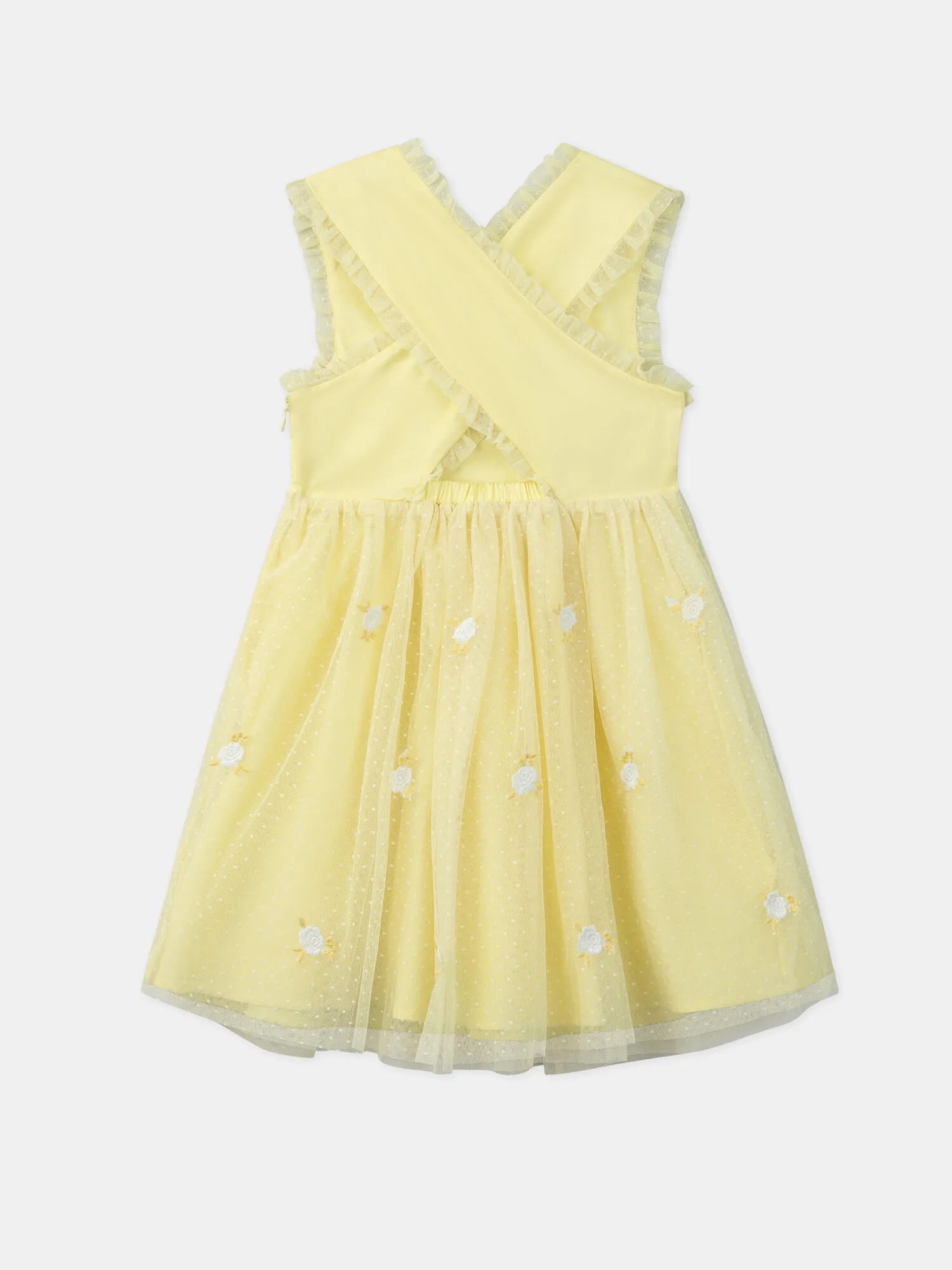 Robe jaune brodée