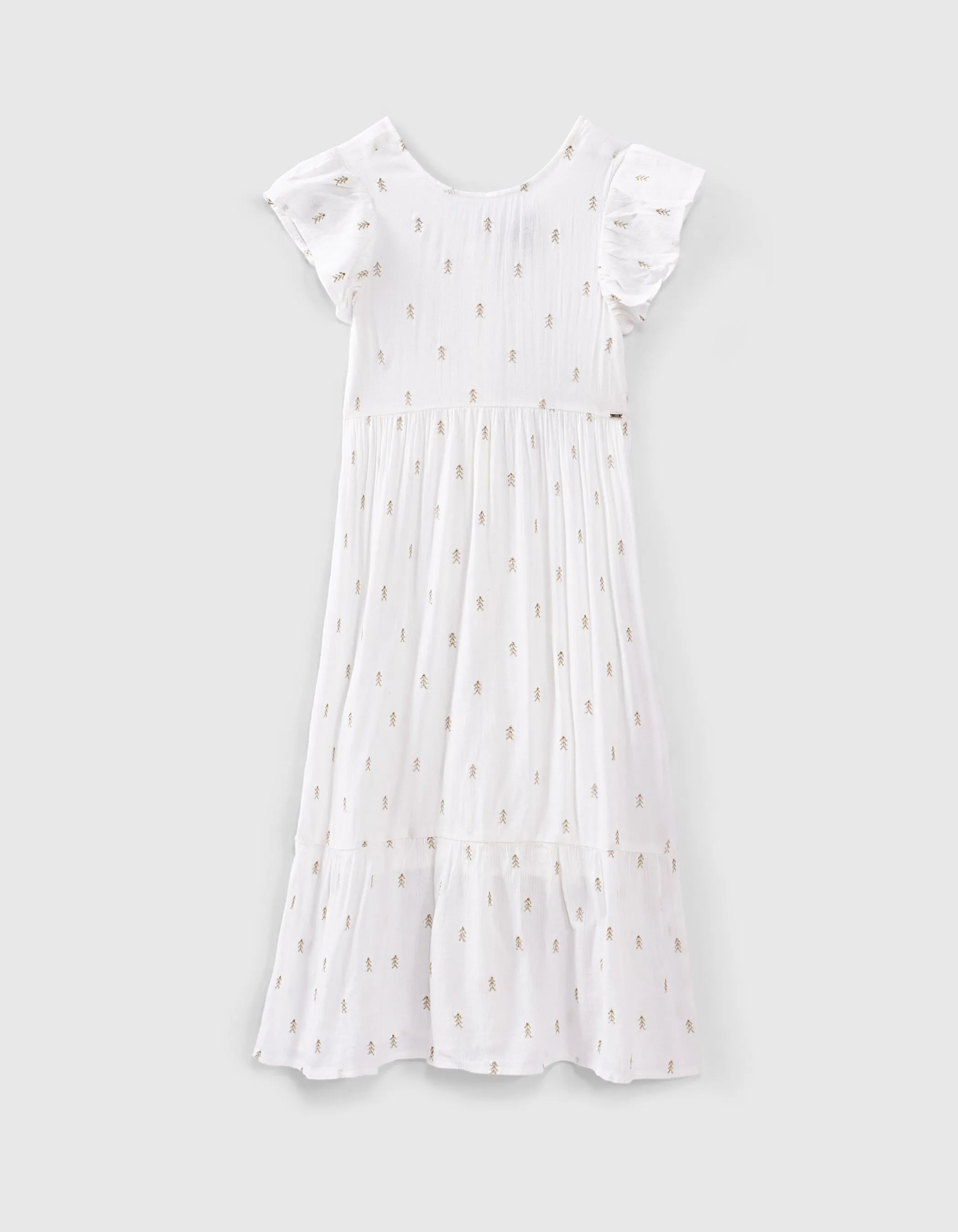 Robe longue blanc cassé brodé fils lurex fille