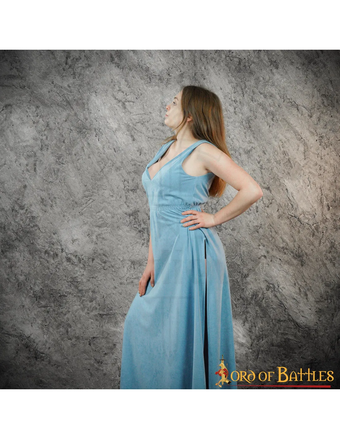 Robe Médiévale Longue Romaine Femme Bleu ⚔️ Boutique Épées