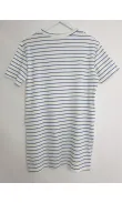 Robe t-shirt blanche à rayures bleues, manches courtes coupe droite -  Morango, vêtements pour femme