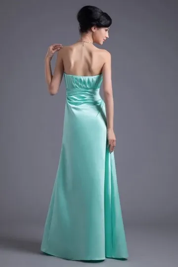 Robe verte pour mariage longue bustier vague ruché à ceinture ornée de strass