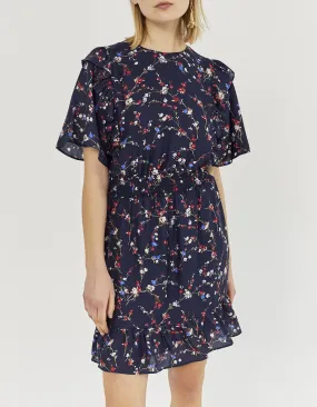 Robe viscose et soie imprimé fleurs de cerisier femme