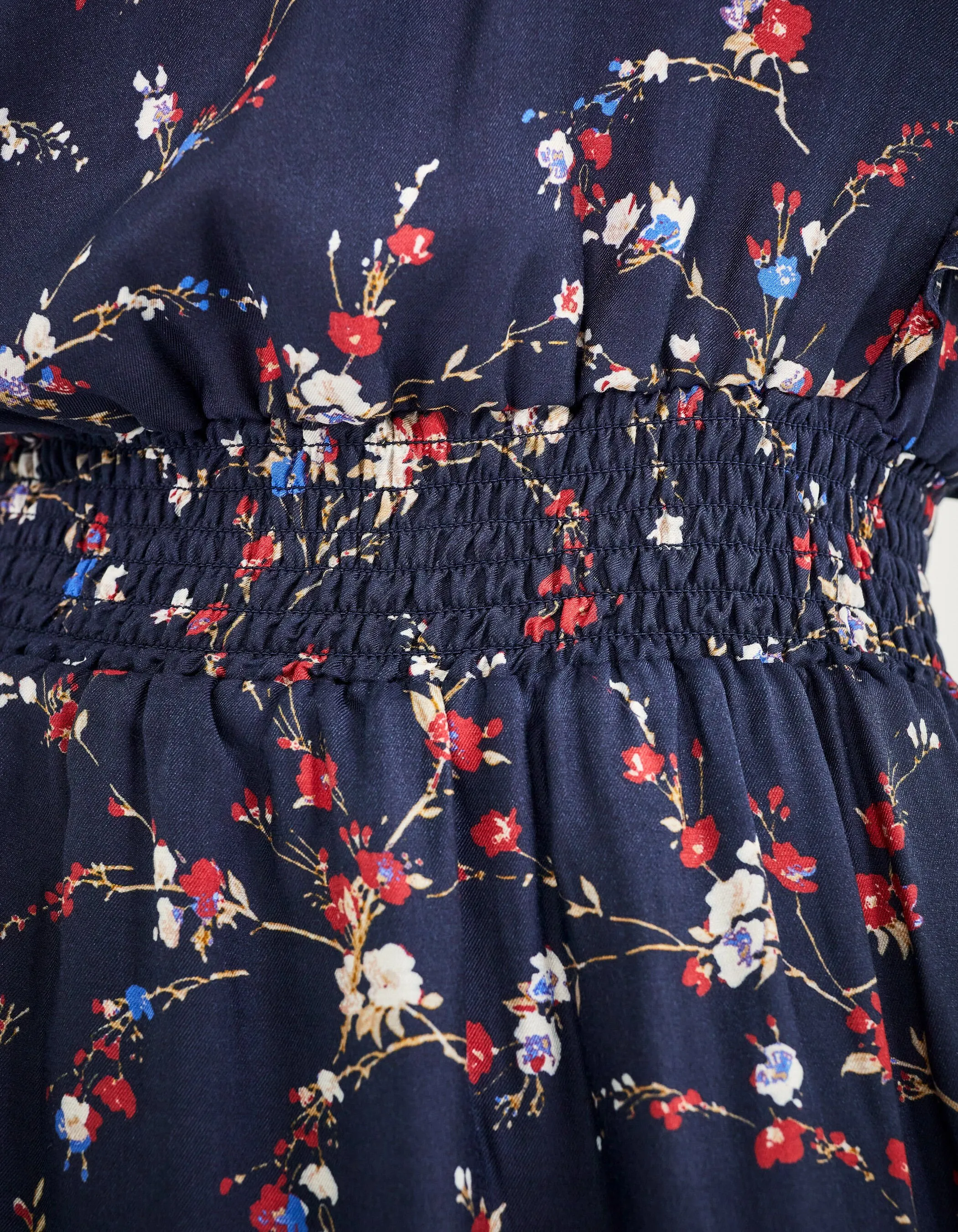 Robe viscose et soie imprimé fleurs de cerisier femme