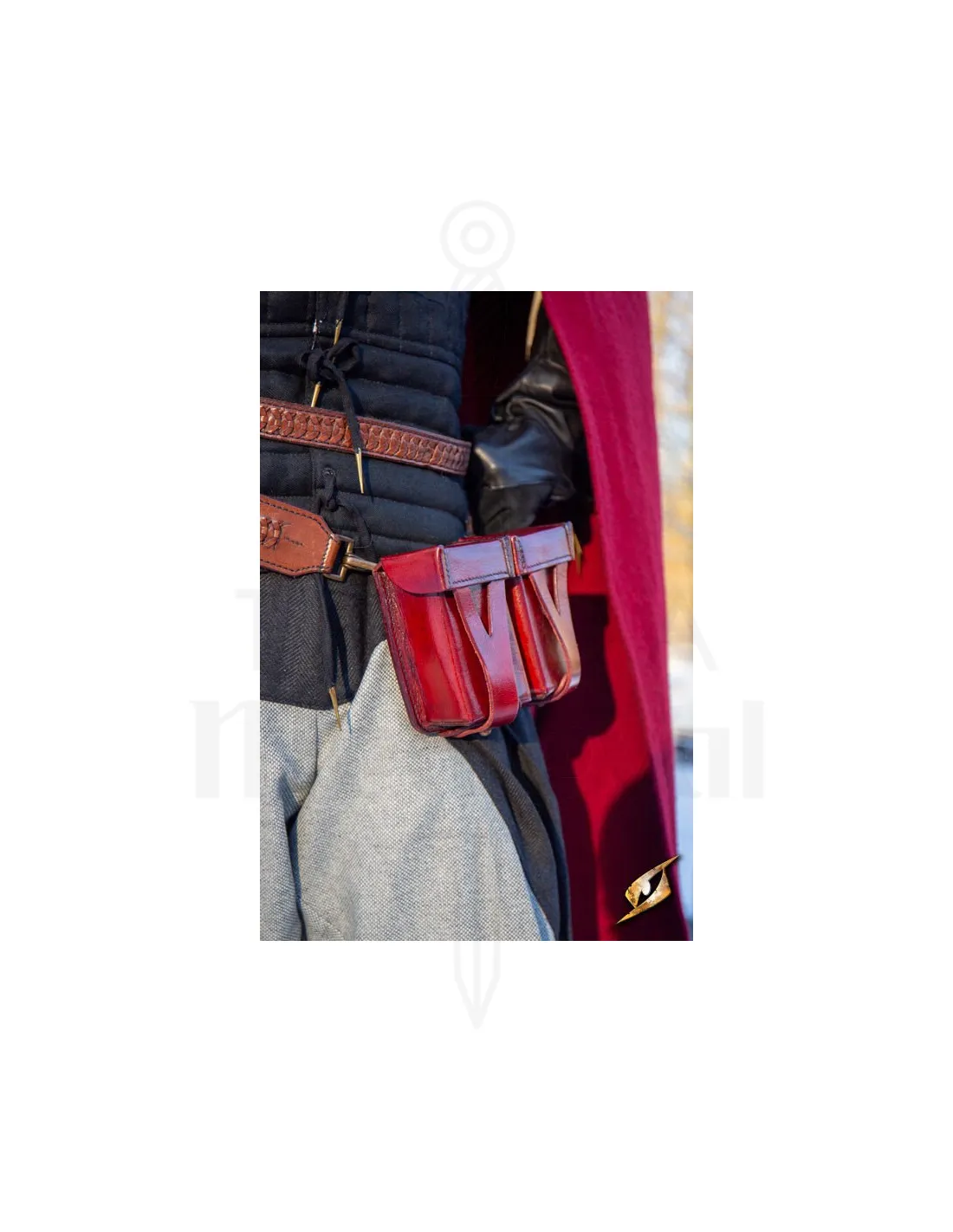 Sac ceinture médiéval en cuir rigide rouge ⚔️ Boutique Épées