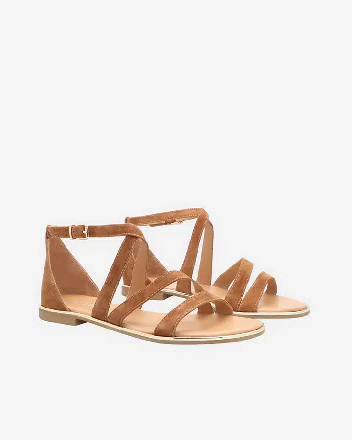 Sandales plates camel Femme | Alix | Adige Chaussures