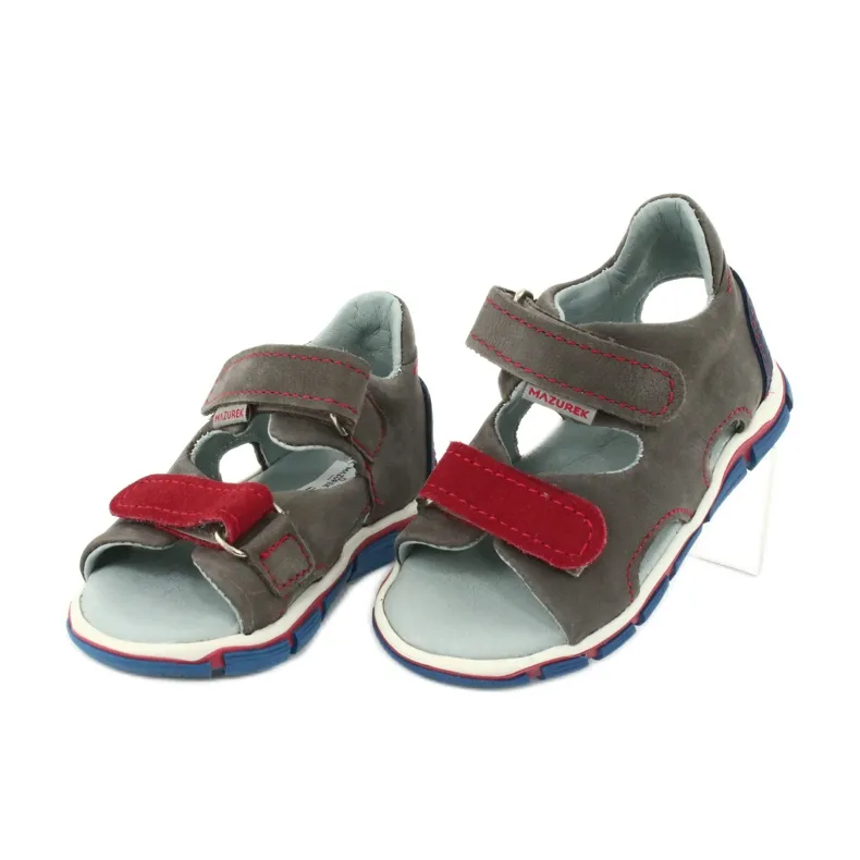 Sandales Velcro Mazurek 314 gris / rouge bleu