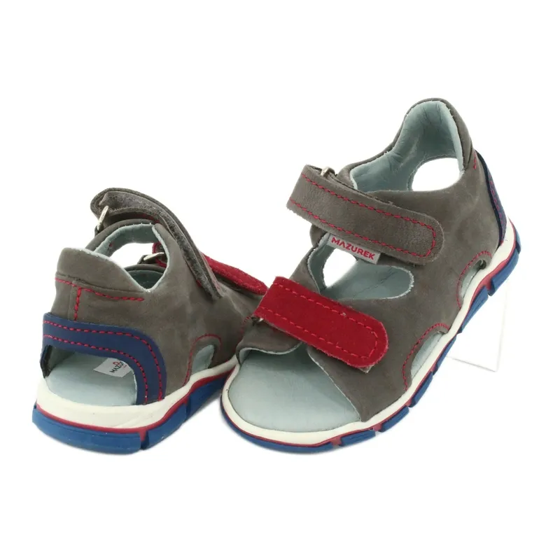 Sandales Velcro Mazurek 314 gris / rouge bleu