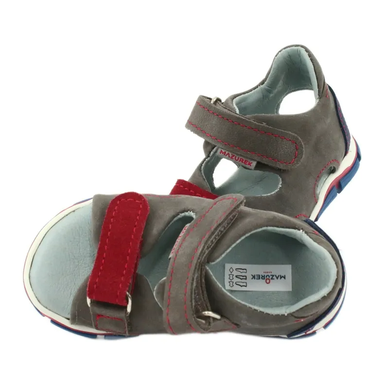 Sandales Velcro Mazurek 314 gris / rouge bleu