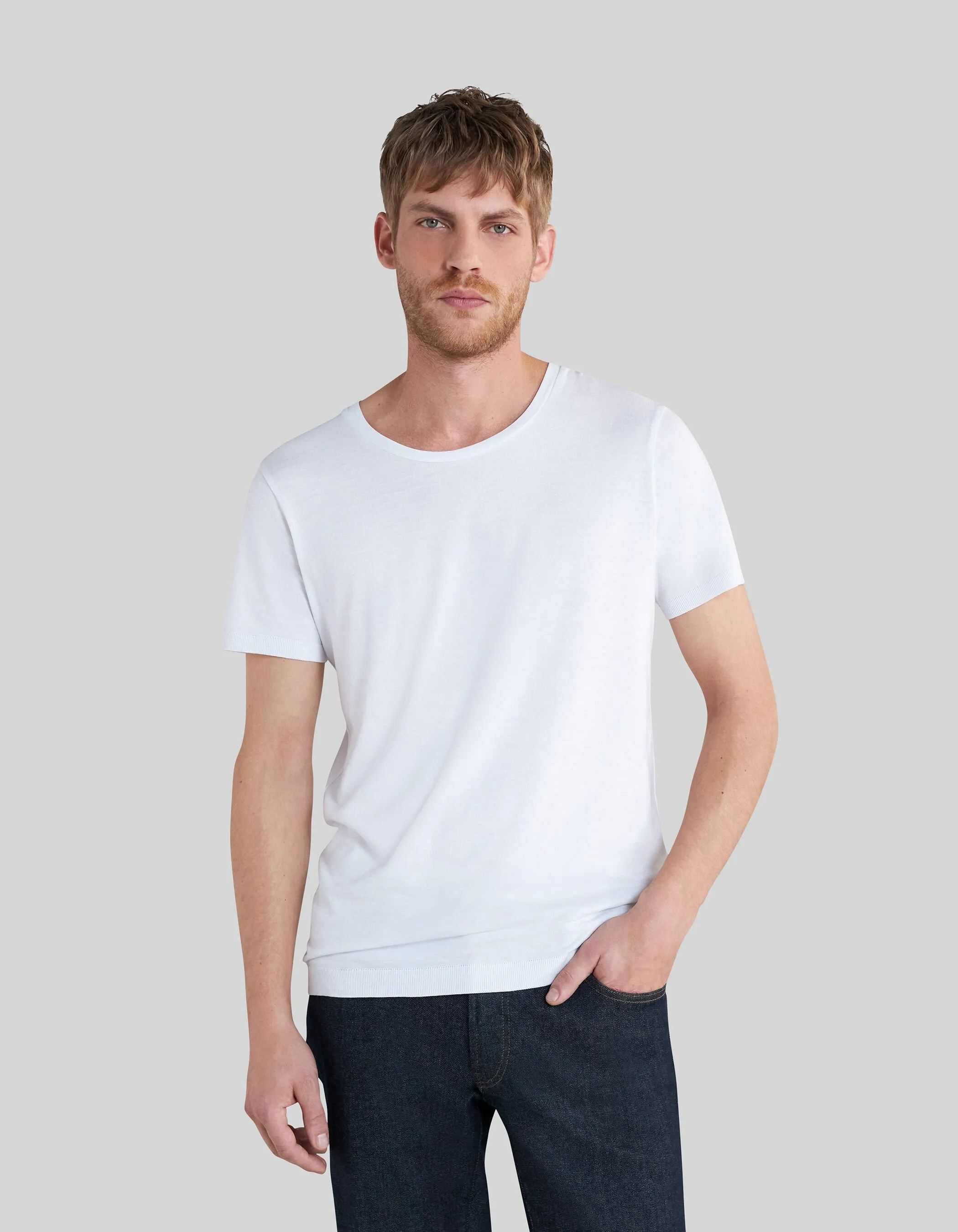 T-shirt blanc coton modal Homme