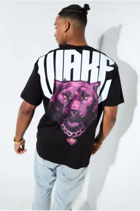 T-shirt noir "wake"