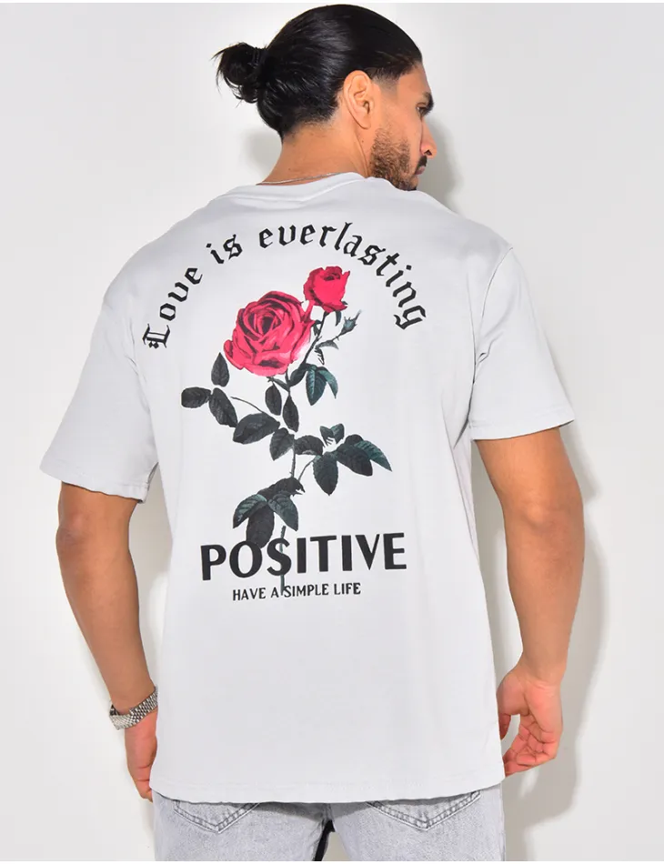 T-shirt "Positive" motifs rose / 61117 - JEANS INDUSTRY