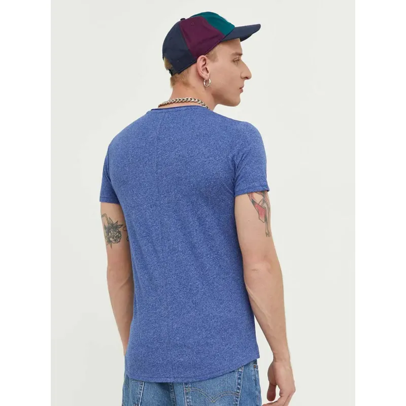 T-shirt slim jaspe chiné bleu homme - Tommy Jeans | wimod