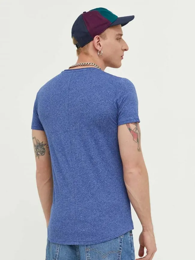 T-shirt slim jaspe chiné bleu homme - Tommy Jeans | wimod