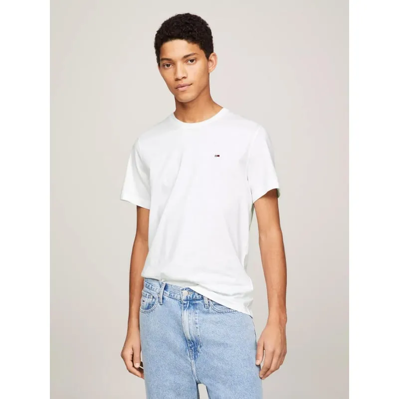 T-shirt slim jaspe chiné bleu homme - Tommy Jeans | wimod